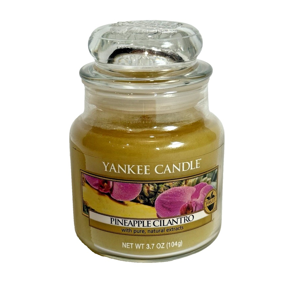 New Yankee Candle Pineapple Cilantro Glass Jar 3.7 oz Mini Fruit Retired Scent